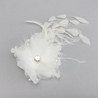 FEATHER FLOWER HAIR CLIP W/ STONES