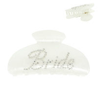 "BRIDE" WHITE ACRYLIC HAIR CLAW CLIP