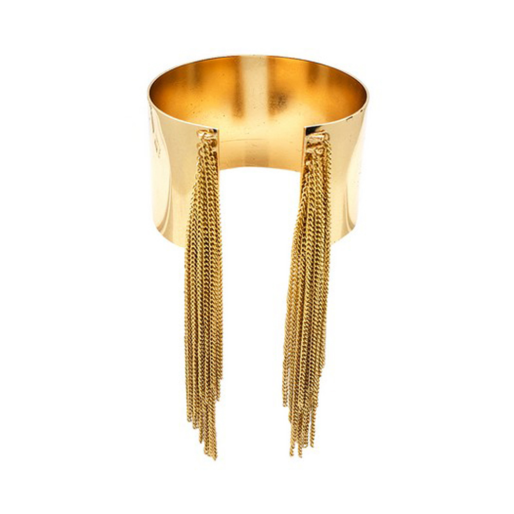 ARM002 G Wide Metal Arm Band Cuff With Dangly Chain Fringe Arm002G