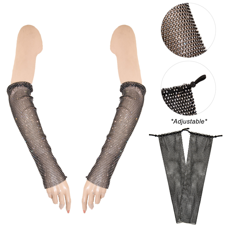 ARM11105 BKCL RHINESTONE MESH ARM SLEEVE Dressy / Rhinestone