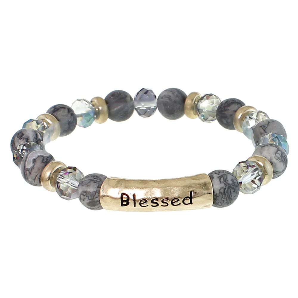 B1430 JTG BEADED BLESSED STRETCH BRACELET Religious & Message