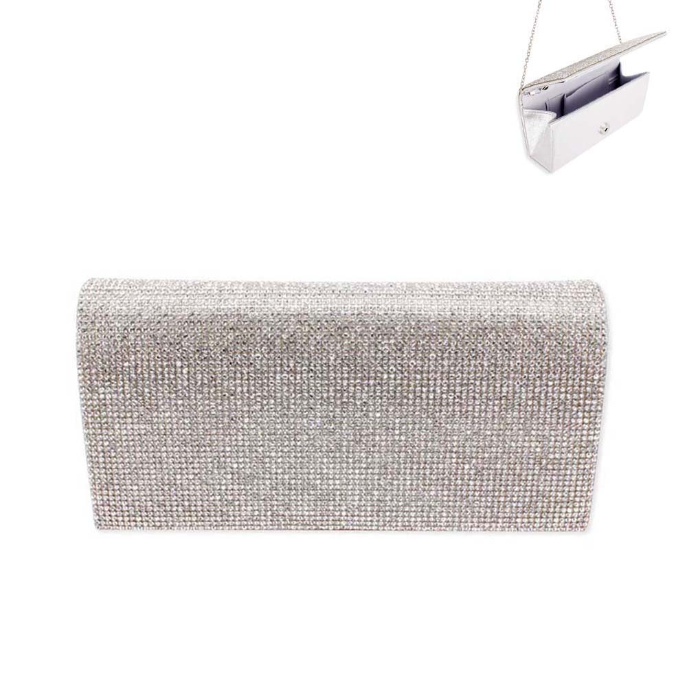 BAG3343 S Rhinestone Covered Fabric Evening Clutch Purse With Chain ...