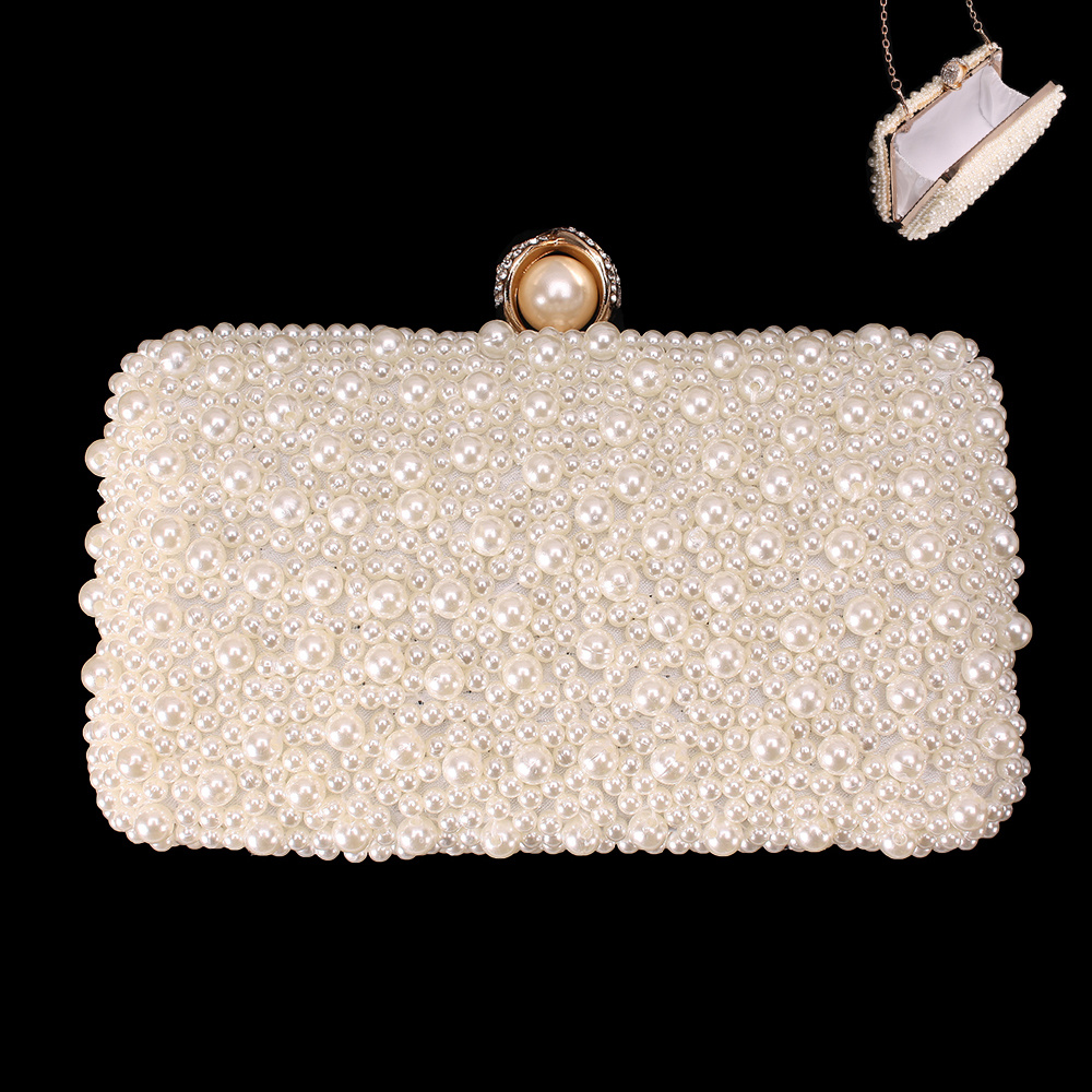 BA7929 GCR PEARL EVENING BAG W/SPOT PEARLS AROUND Evening Clutches