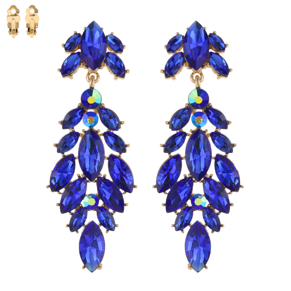 ECQ170 GRY GRADIENT GLASS STONE CLIP EARRING Clip Ons