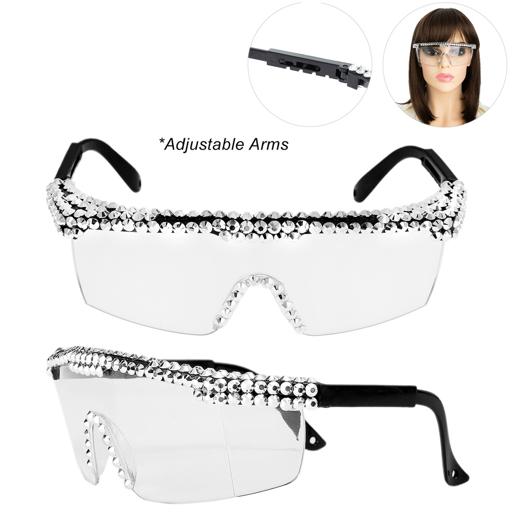 GLY11072 BK SAFETY GLASSES/ PROTECTIVE GOGGLES WITH STONES COVID19