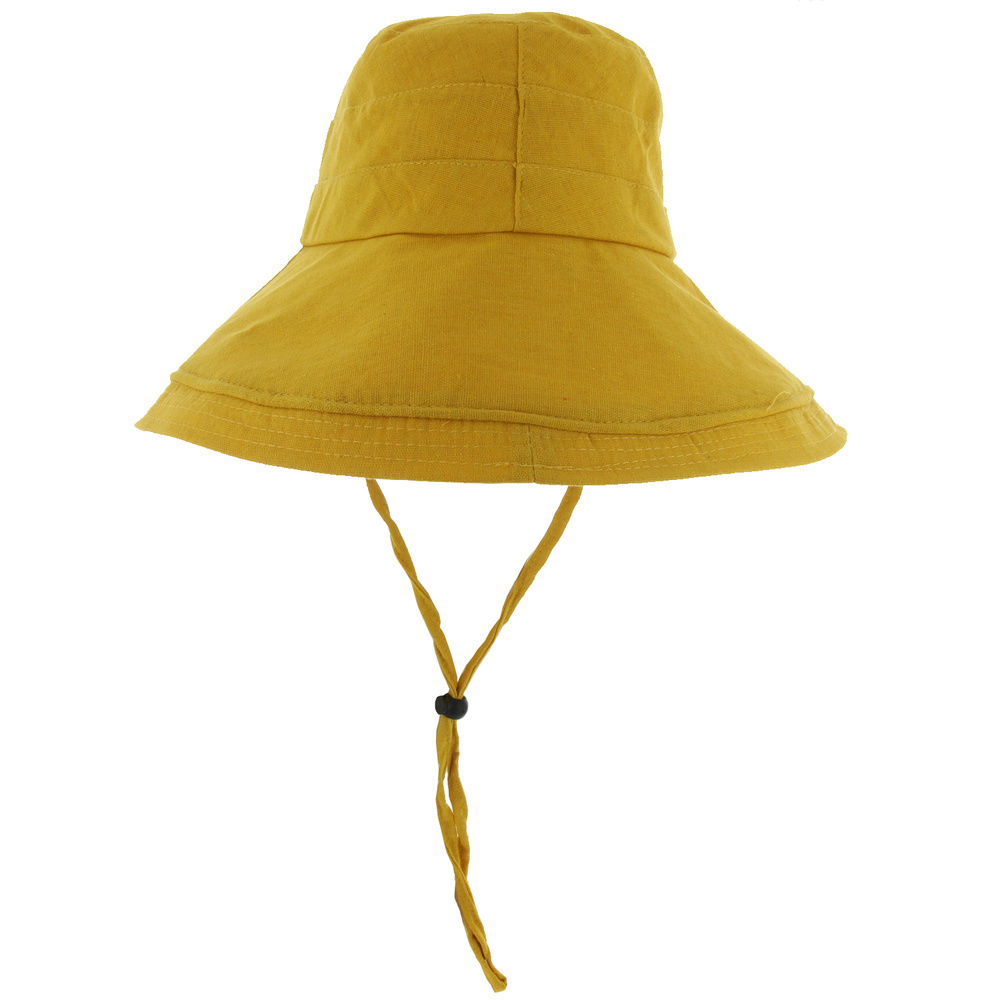 HTF1106 YE WASHED COTTON BUCKET HAT W/ STRING - Casual - Summer