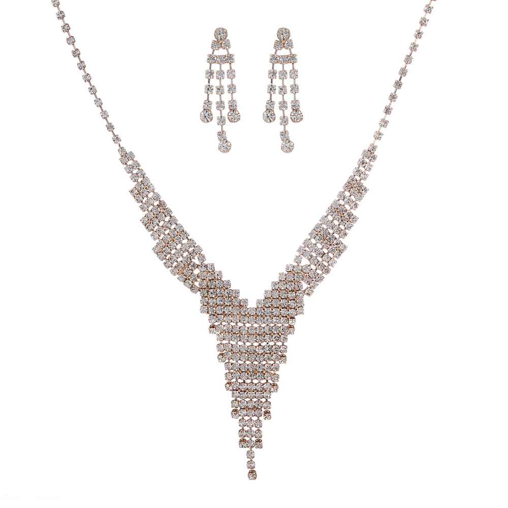 N2708 CRG Y SHAPE RHINESTONE NECKLACE SET