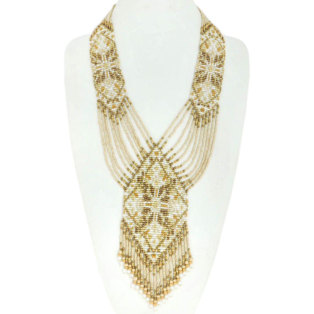 N5740 MT WESTERN NATIVE AMERICAN AZTEC PATTERN STATEMENT SEED BEAD