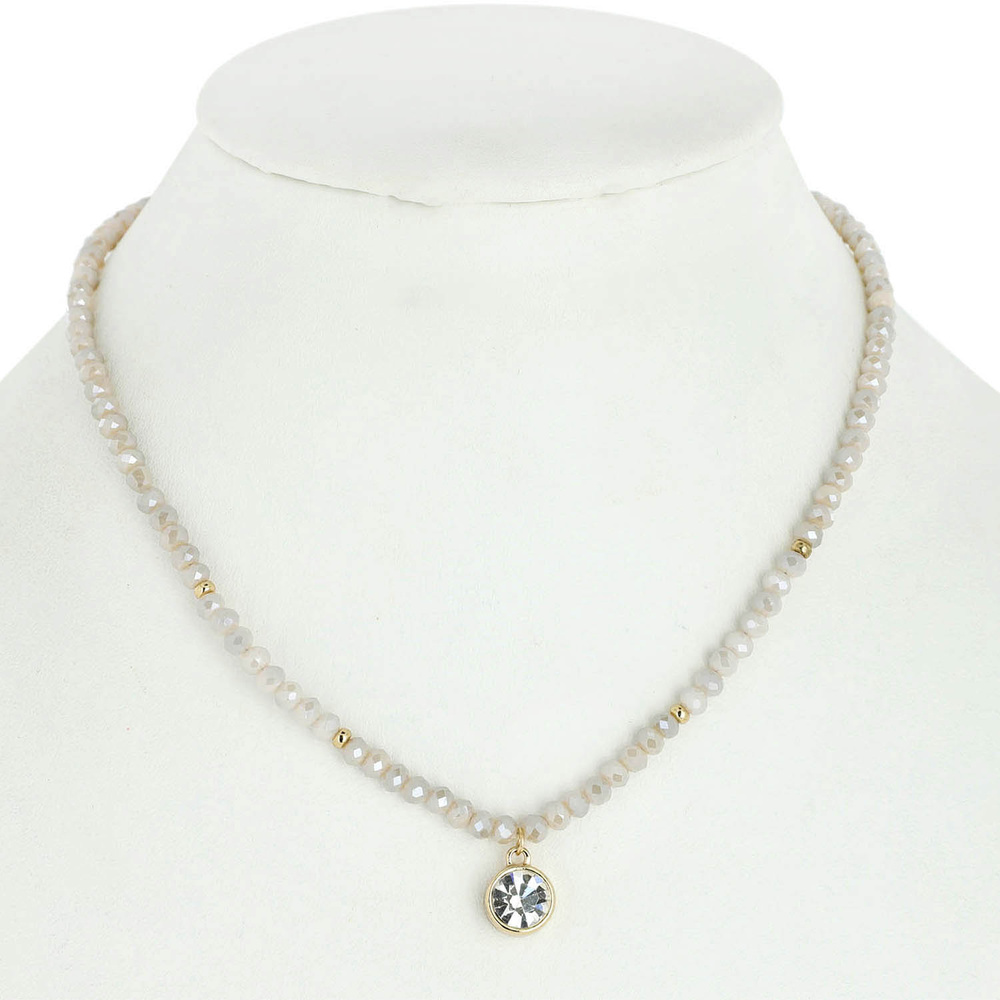 N6082 GLGRY FASHION GEMSTONE PENDANT BEADED NECKLACE