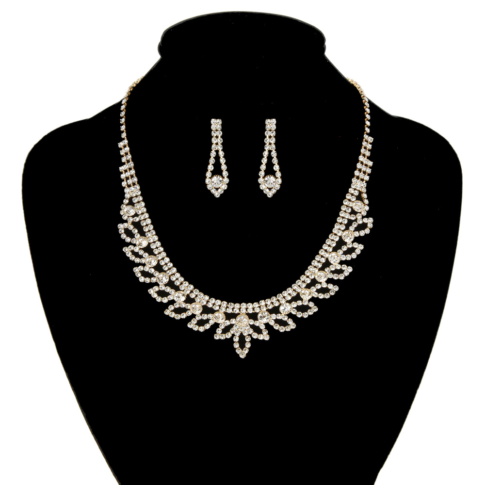 NEH2342 S EVENING RHINESTONE NECKLACE SET