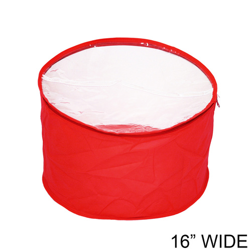 Collapsible Fabric Hat Bag With Clear Vinyl Top And Handle Hatbagrd