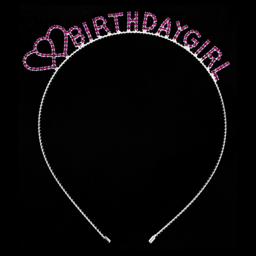 RHINESTONE DOUBLE HEART BIRTHDAY GIRL HEADBAND