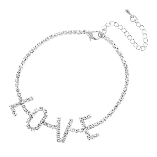 CRYSTAL RHINESTONE LOVE ANKLET FOOT JEWELRY