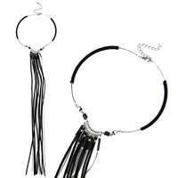 SUEDE AND CHAIN FRINGE NECKLACE