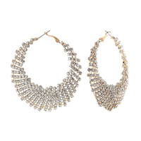 2 IN OBLIQUE RHINESTONE HOOP EARRING