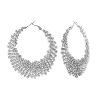 OBLIQUE RHINESTONE HOOP EARRING