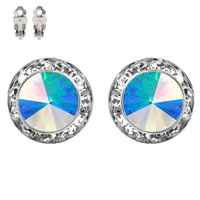 15Mm Rondelle Swarovski Crystal Clip Earrings