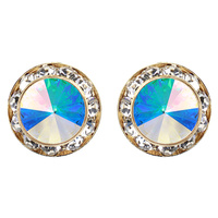 15Mm Rondelle Swarovski Crystal Post Earrings