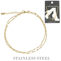TWISTED SPARKLE DOUBLE CHAIN STAINLESS STEEL MULTI STRAND ADJUSTABLE ANKLET