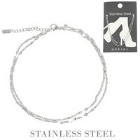 TWISTED SPARKLE DOUBLE CHAIN STAINLESS STEEL MULTI STRAND ADJUSTABLE ANKLET