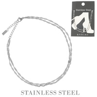 FLAT STATION SINGAPORE DOUBLE CHAIN STAINLESS STEEL MULTI STRAND ADJUSTABLE ANKLET