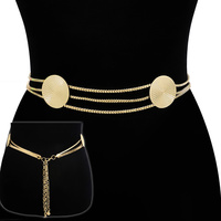 ONE SIZE MULTI STRAND DISK CHAIN LINK WAIST BELT WITH CLASP CLOSURE