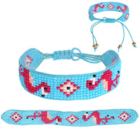 TROPICAL FLAMINGO BEADED ADJUSTABLE PULL BRACELET