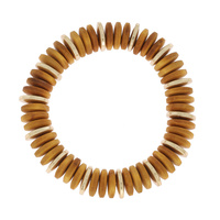 BOHO STYLE NATURAL WOOD DISC BEADED STACKABLE STRETCH BRACELET