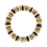 BOHO STYLE NATURAL WOOD DISC BEADED STACKABLE STRETCH BRACELET
