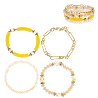 4-PIECE ASSORTED BAMBOO TUBE CHAIN BEADED STACKABLE BRACELET SET