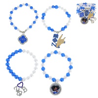HOWARD UNIVERSITY 1920 ZETA PHI BETA GREEK SORORITY ENAMEL COATED CRYSTAL RHINESTONE PEARL BEADED ADJUSTABLE MULTI CHARM BRACELE