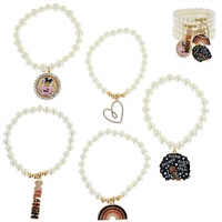 5-PIECE MELANIN POPPIN STACKABLE LAYERING STRETCH MULTI CHARM BEADED BRACELET SET