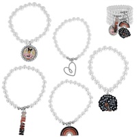 5-PIECE MELANIN POPPIN STACKABLE LAYERING STRETCH MULTI CHARM BEADED BRACELET SET