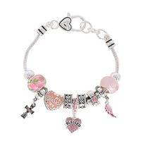 PSALM 1:1 BIBLE VERSE "BLESSED" ENAMEL COATED CRYSTAL RHINESTONE ADJUSTABLE MULTI CHARM DEVOTION AND WORSHIP BRACELET IN SILVER