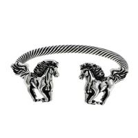 RUNNING HORSE DOUBLET CABLE CUFF BRACELET IN OXIDIZED SILVER TONE METAL