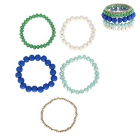 5-PIECE BEAD MIX STACKABLE LAYERED BOHEMIAN STRETCH BRACELET SET
