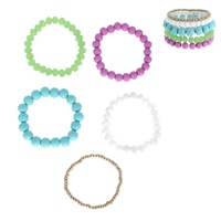 5-PIECE BEAD MIX STACKABLE LAYERED BOHEMIAN STRETCH BRACELET SET
