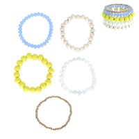 5-PIECE BEAD MIX STACKABLE LAYERED BOHEMIAN STRETCH BRACELET SET