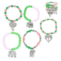 ELEPHANT BEADED CHARM STRETCH BRACELET SET