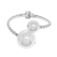 TWO PEARL ASYMMETRICAL CABLE CUFF BRACELET