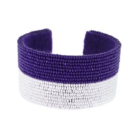 GAME DAY BEADED STRIPED SNAP CUFF BRACELET