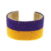 GAME DAY BEADED STRIPED SNAP CUFF BRACELET