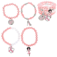 4-PACK PINK RIBBON BLACK GIRL MAGIC BRACELET SET