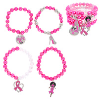 4-PACK PINK RIBBON BLACK GIRL MAGIC BRACELET SET