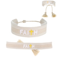 KNITTED MESSAGE ADJUSTABLE PULL WOVEN BRACELET