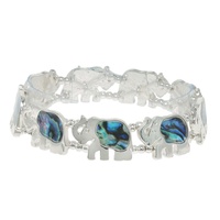ABALONE SHELL SAFARI ELEPHANT STRETCH BRACELET