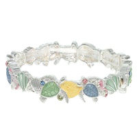 SEA LIFE RHINESTONE METAL STRETCH BRACELET