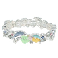 SEA LIFE RHINESTONE METAL STRETCH BRACELET