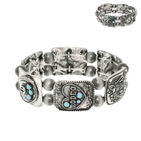 WESTERN COWGIRL RODEO TURQUOISE METAL BRACELET
