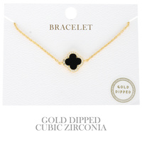 GOLD-DIPPED ENAMEL QUATREFOIL BRACELET